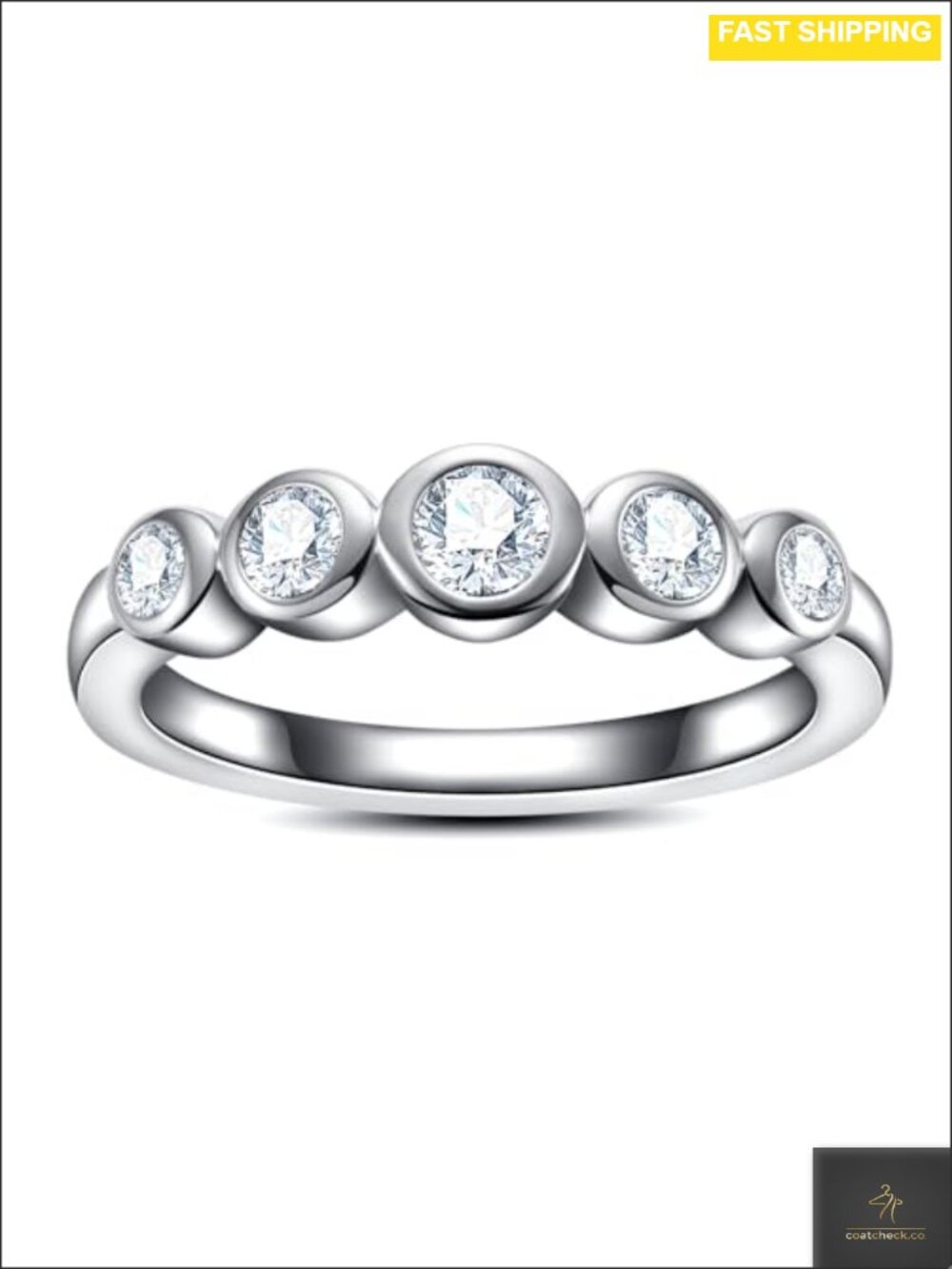 Moissanite Eternity Band 925 Sterling Silver Bezel Wedding Ring Size 7.5
